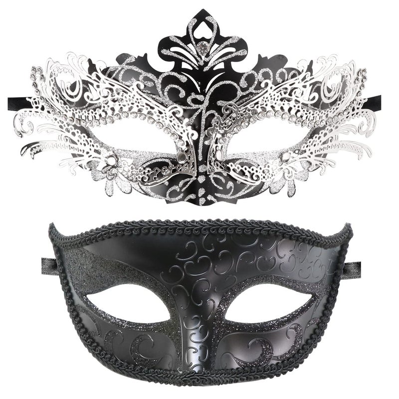 Coddsmz Couple Masquerade Mask Set Venetian Party Mardi Gras Halloween Costume Fancy Dress Mask for Women Men - Image 1